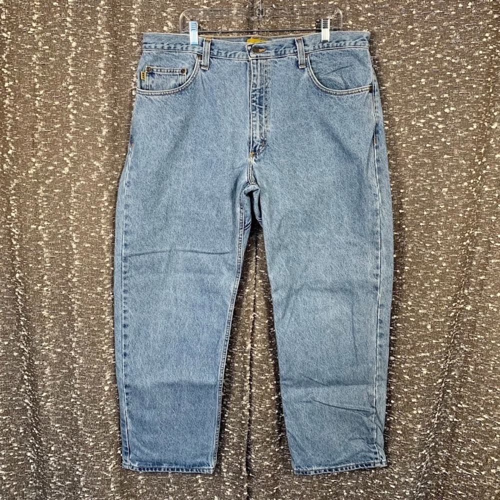 Vintage Diamond Gusset Denim Jeans Relax Fit Cotton Workwear Men's 40x29